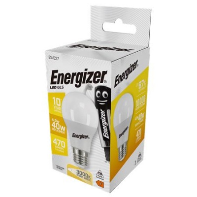 LED izzó, E27, normál gömb, 4,9W (40W), 470lm, 3000K, ENERGIZER